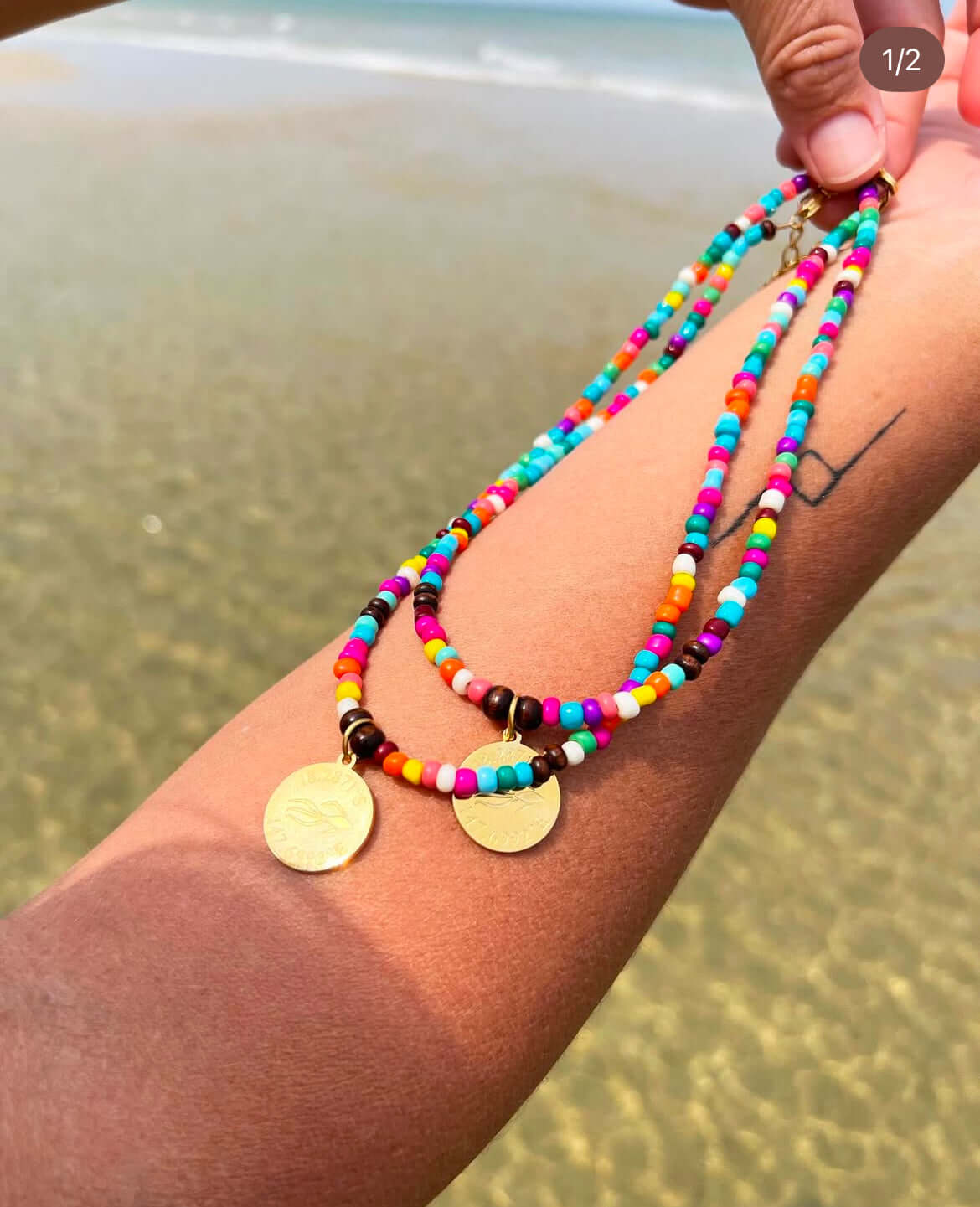 Aquarius Reef unisex beaded choker necklaces, featuring choker necklace 'Free'. 