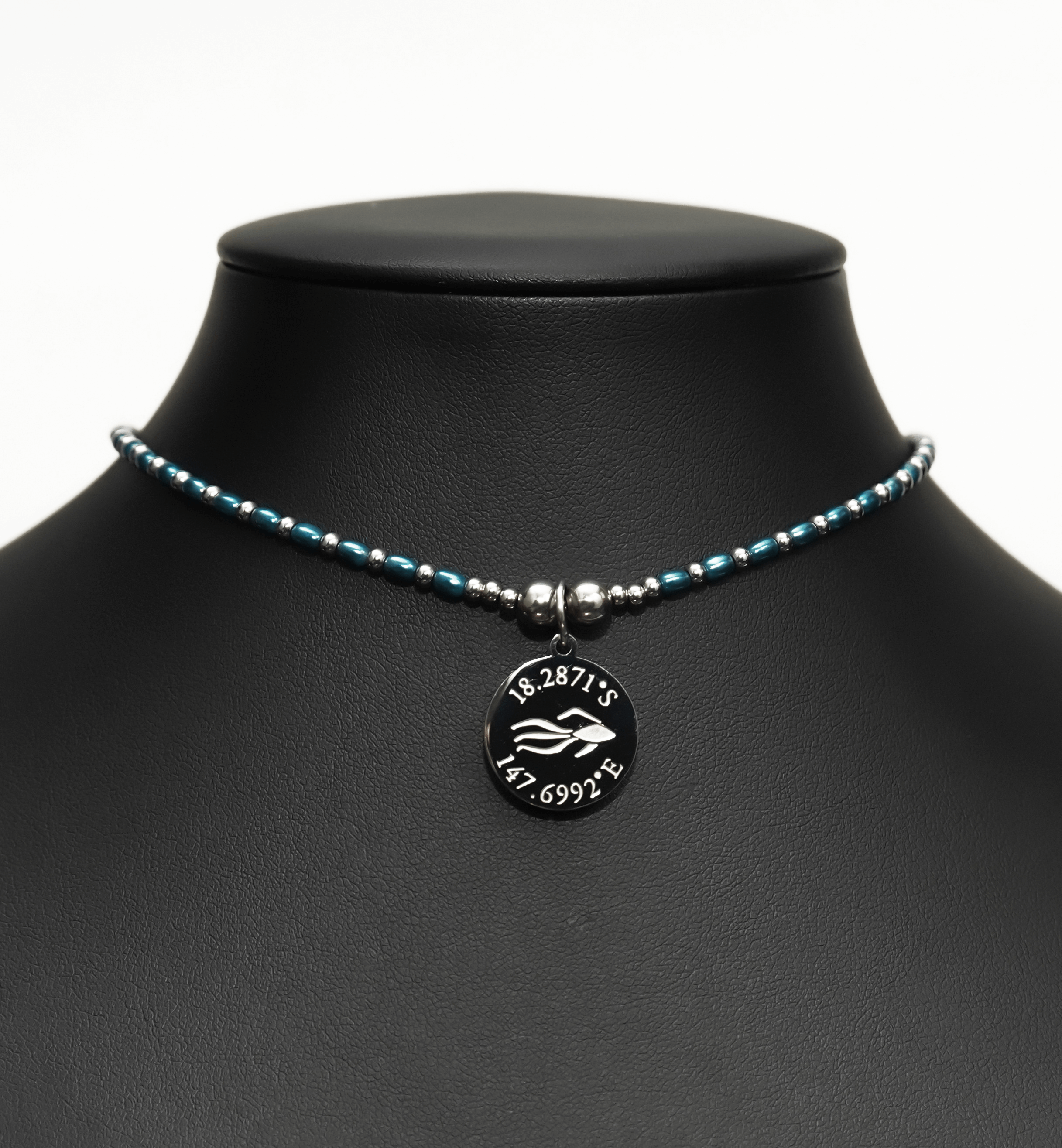 Cobra - AR Pearl - Aquarius Reef Beaded Choker Necklace Steel Blue / Silver / M/L (15-17)