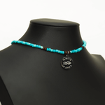choker, chokers, choker necklace, seed bead necklace, seed bead choker, beaded pattern necklace, seed beaded choker, blue choker, turquoise choker, multicolor necklace, multicolor seed bead choker, multicolor necklace, multicolor seed beaded choker, blue 